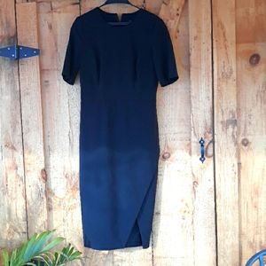 Banana Republic Sheath Dress Faux Wrap Stretch Cotton Work Career Black 4